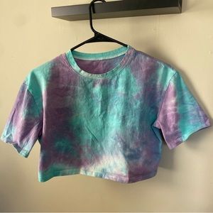turquoise & purple tie dye crop top size large